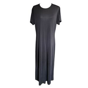 Vtg 80s Tapemeasure New York Maxi Dress Black L Stretch Gothic Witchy Classic